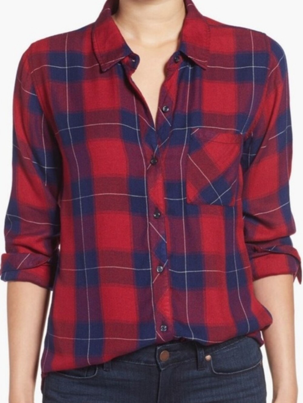 Rails Hunter Red And Blue Plaid Soft Long Sleeve Button Down Shirt